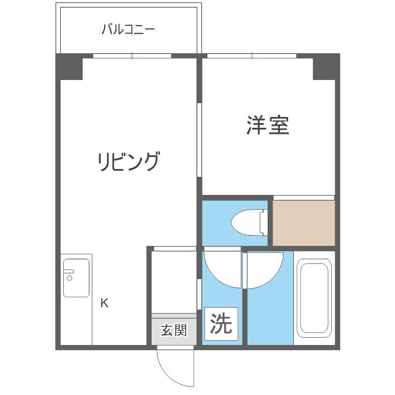 第5旭ビル(1DK/4階)の間取り写真