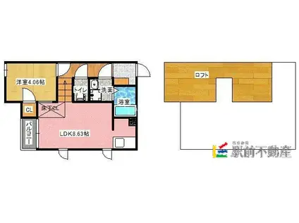 CB天神アルマ(1LDK/2階)の間取り写真
