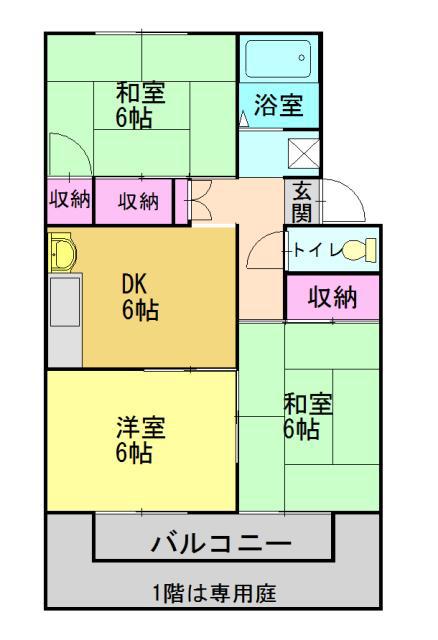 ルミエールA(3DK/2階)の間取り写真
