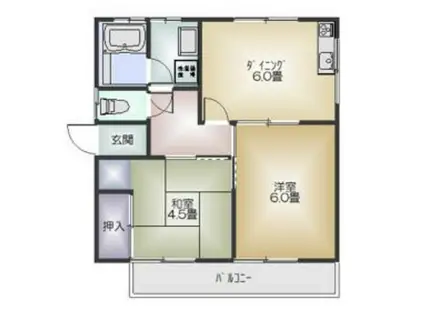 ラ・レーヌ下古志(2DK/2階)の間取り写真