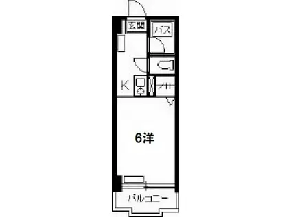パティオ舟入(1K/2階)の間取り写真