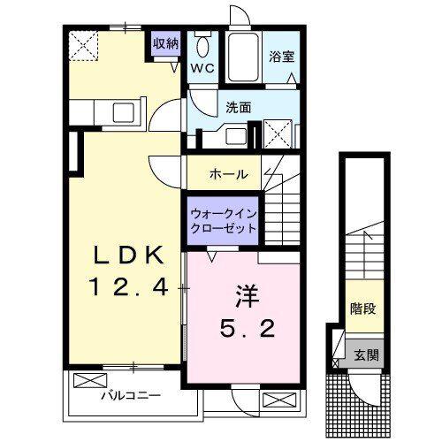 アイティヴィレッジII(1LDK/2階)の間取り写真