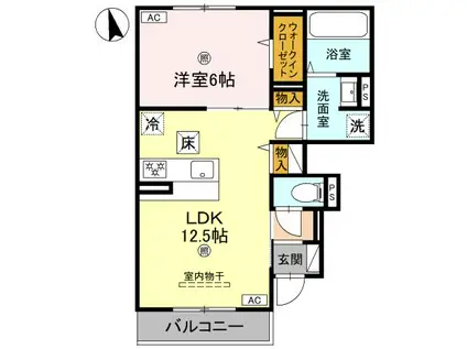 ルグラン亀山(1LDK/1階)の間取り写真