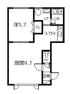 ルミナス(1LDK/1階)の間取り写真