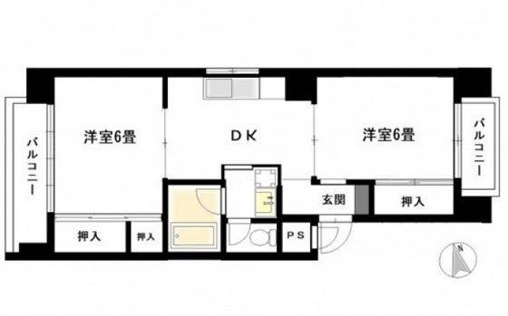 高野ビル(2DK/2階)の間取り写真