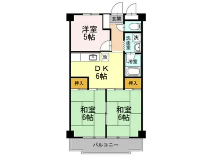 ロイヤルハウス喜多山(3DK/2階)の間取り写真