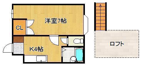 ルクール南鷹見(1K/2階)の間取り写真