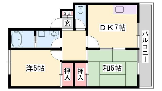 ハイツエスペランサI(2DK/1階)の間取り写真