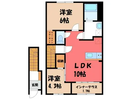 ディアコート 葵(2LDK/2階)の間取り写真