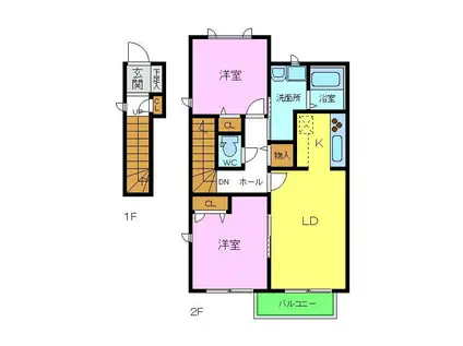 ESPOIR(2LDK/2階)の間取り写真