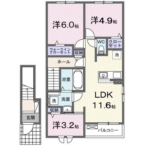 シェル クレール II(3LDK/2階)の間取り写真