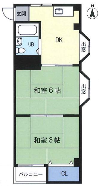 サンロイヤル湊川(2DK/7階)の間取り写真