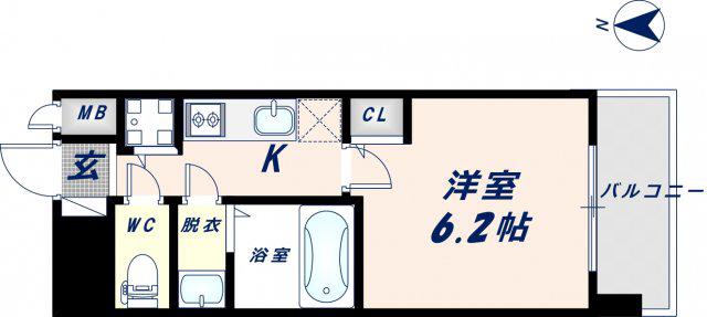 LA DOUCEUR北巽(1K/13階)の間取り写真