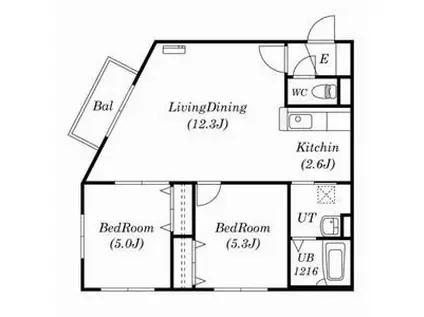SR発寒(2LDK/1階)の間取り写真