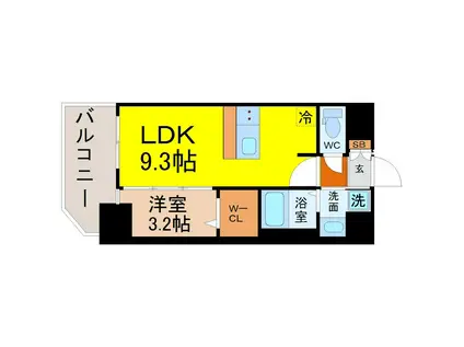 プレサンスNAGOYA覚王山(1LDK/7階)の間取り写真