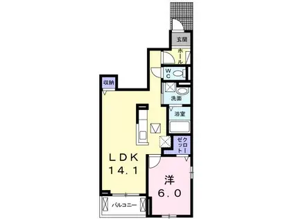 パインルーツIII(1LDK/1階)の間取り写真
