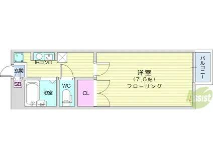 エステートピア富沢(1K/1階)の間取り写真