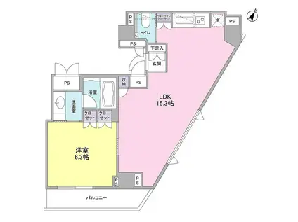 ステイレジデンス西新宿(1LDK/12階)の間取り写真