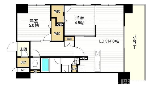 スプランディッド天王寺サウス(2LDK/2階)の間取り写真