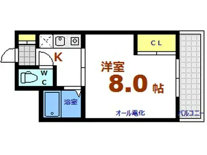 GRACIEUX河原町(1K/3階)の間取り写真