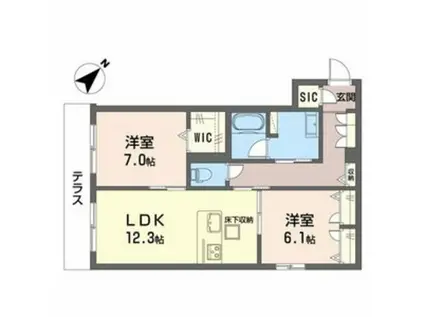 グランメゾン高師浜(2LDK/1階)の間取り写真