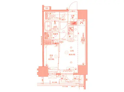 ブリシア横濱石川町(1LDK/11階)の間取り写真