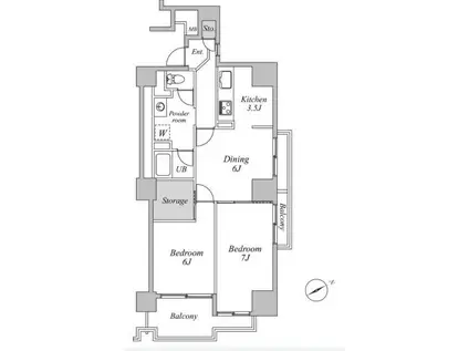 六本木ビュータワー(2DK/16階)の間取り写真