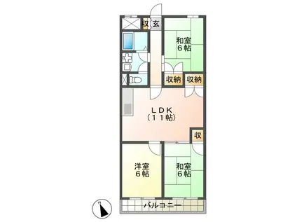 ハイツメルシー(3LDK/3階)の間取り写真