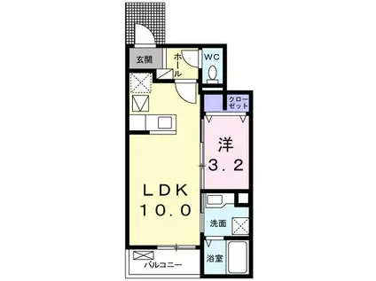 モデッサB(1LDK/1階)の間取り写真
