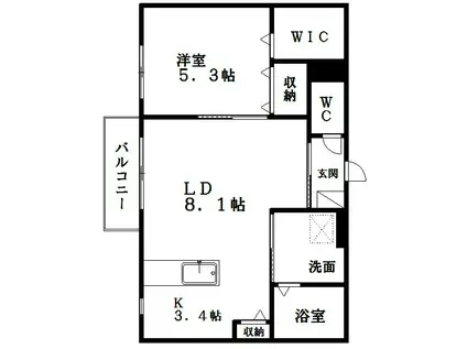 カーサフェリオ(1LDK/1階)の間取り写真