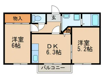 サンガーデンISIO B棟(2DK/1階)の間取り写真