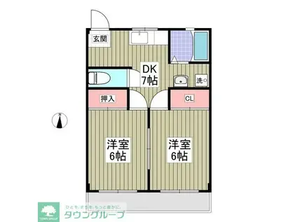 上里ハイツA(2DK/2階)の間取り写真