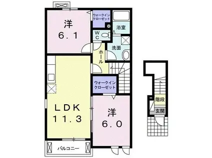 RS II B(2LDK/2階)の間取り写真