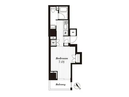 オープンレジデンシア銀座二丁目(1K/2階)の間取り写真