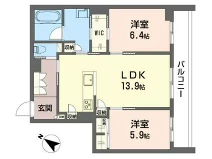 アスターミキ(2LDK/3階)の間取り写真