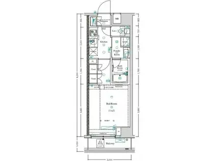 AXASレジデンス外苑(1K/2階)の間取り写真