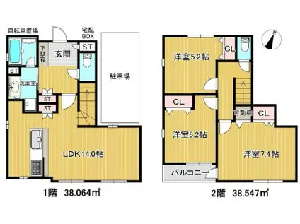 ブルーハイツ上野(3LDK/1階)の間取り写真