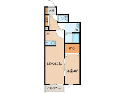 シャンテ南仙台(1LDK/1階)の間取り写真
