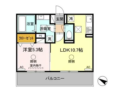 ガーデンルピナス(1LDK/1階)の間取り写真