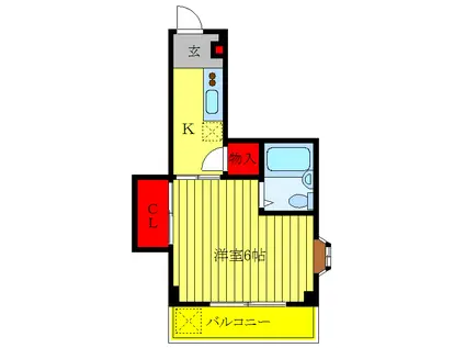 ラスールイナV(1K/1階)の間取り写真