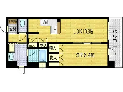 リーガル京都河原町五条II(1LDK/3階)の間取り写真