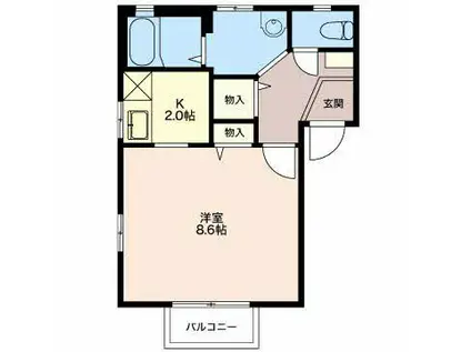 フェアハウスあずさ(1K/2階)の間取り写真