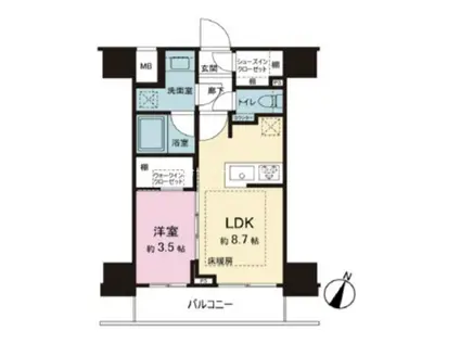 シティインデックス神田(1LDK/8階)の間取り写真