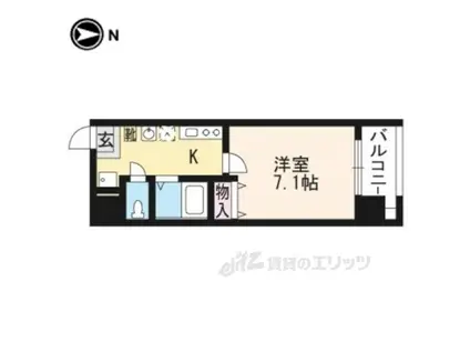 エグゼレジデンス羅城門(1K/2階)の間取り写真