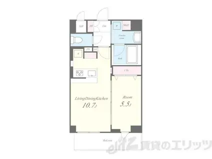 ハピネスガーデン新大阪(1LDK/9階)の間取り写真