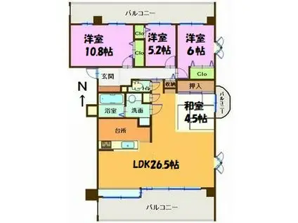 サムティレジデンス東山公園(4LDK/2階)の間取り写真