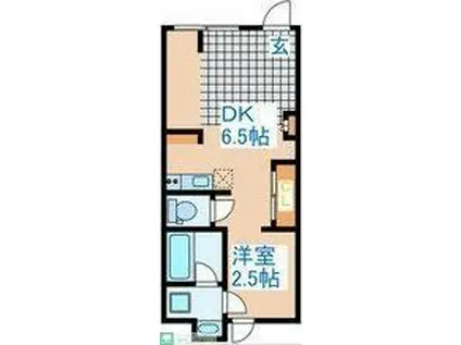 SILVERADO方南(1DK/1階)の間取り写真