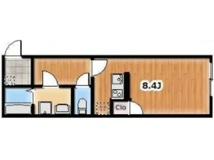 フェリシアス海老名(ワンルーム/1階)の間取り写真