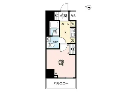 プレール・ドゥーク梅島(1K/7階)の間取り写真