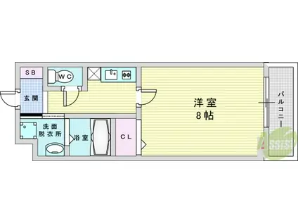 レインボーローズ(1K/2階)の間取り写真
